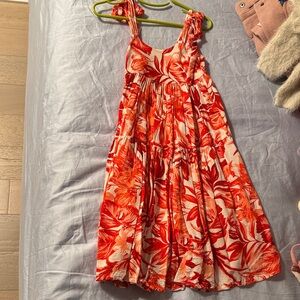 SOLD-Floral Red and White Kids Dress